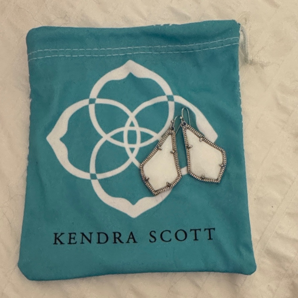Kendra Scott White and Silver Drop Earrings